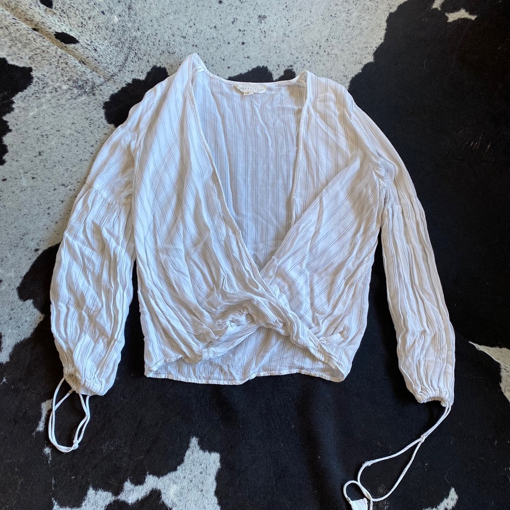 White Wrap blouse with stripes